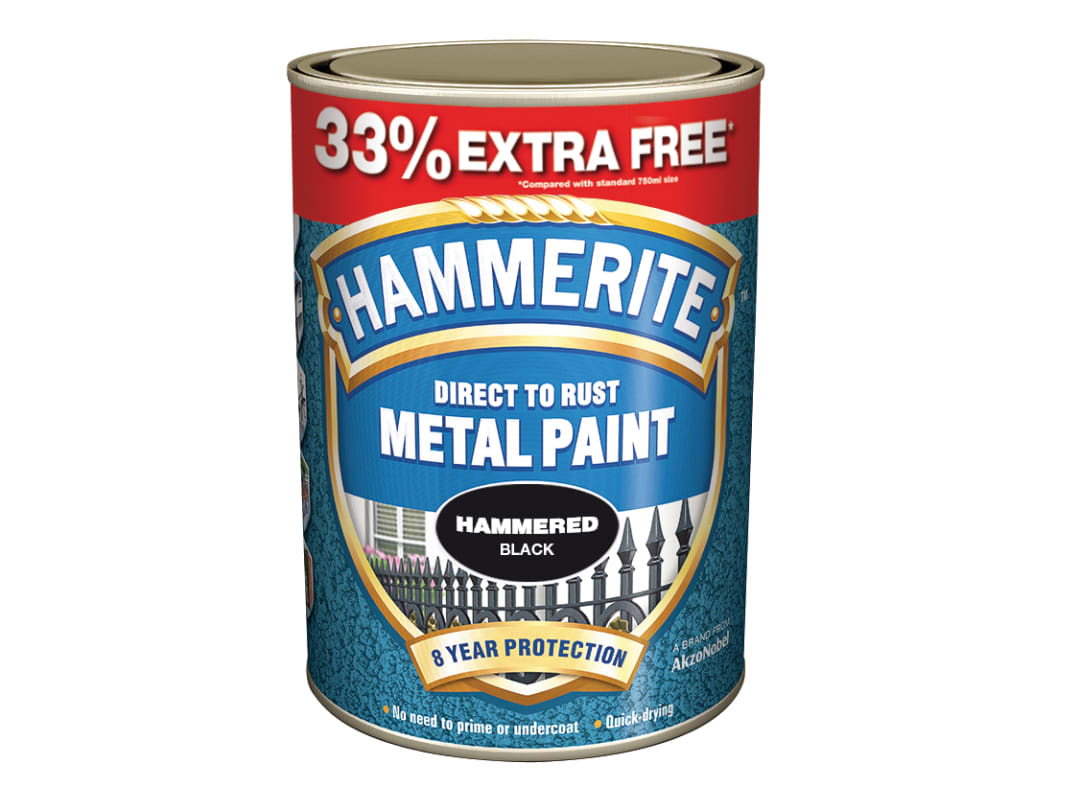 Hammerite Direct To Metal Hammer Black 750ml + 33% 5158237