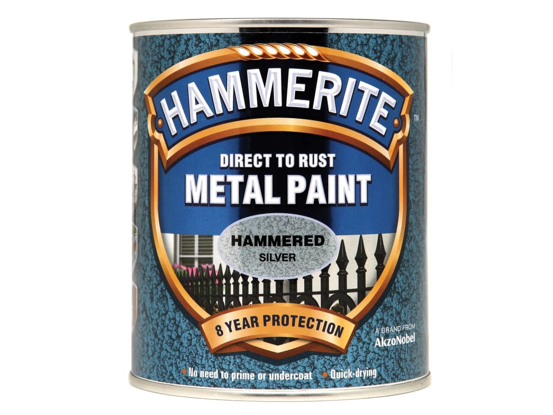 Hammerite Direct to Rust Hammered Finish Metal Paint Silver 750ml 5092957