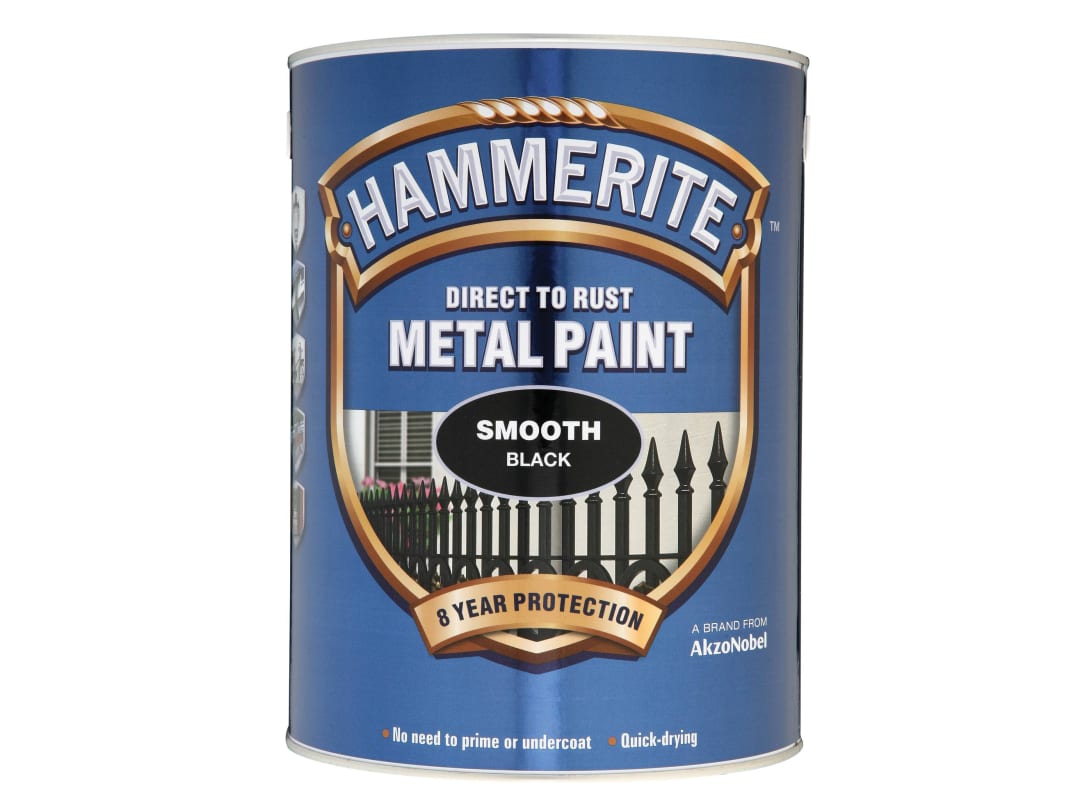 Hammerite Direct to Rust Smooth Finish Metal Paint Black 5 Litre 5084867