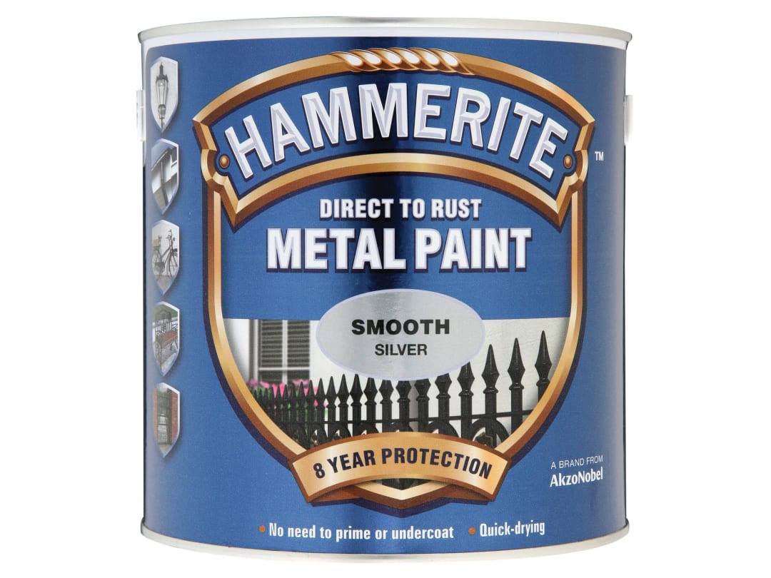 Hammerite Direct to Rust Smooth Finish Metal Paint Silver 2.5 Litre 5084897
