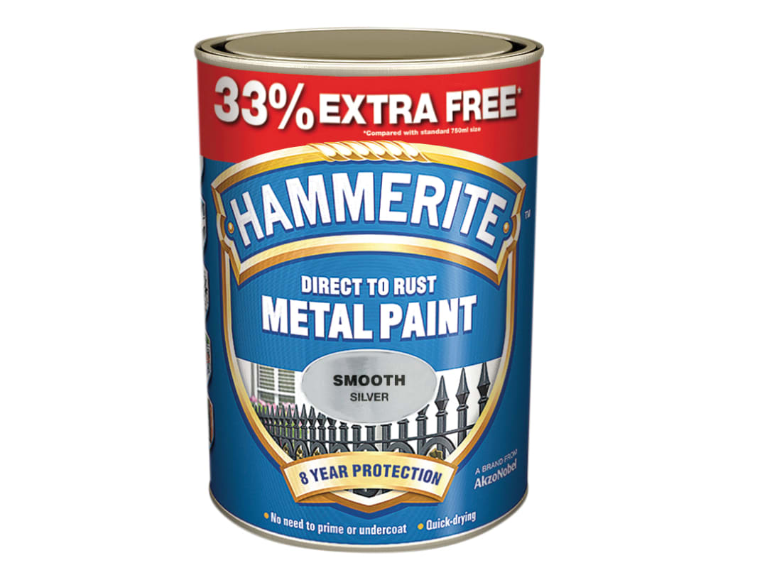 Hammerite Direct To Metal Smooth Silver 750ml + 33% 5158234