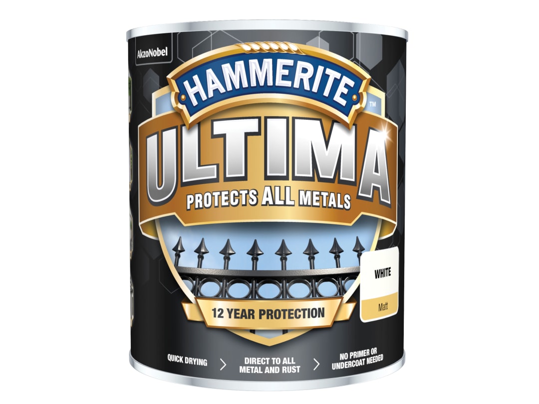 Hammerite Ultima Metal Paint Matt White 750ml 5362538