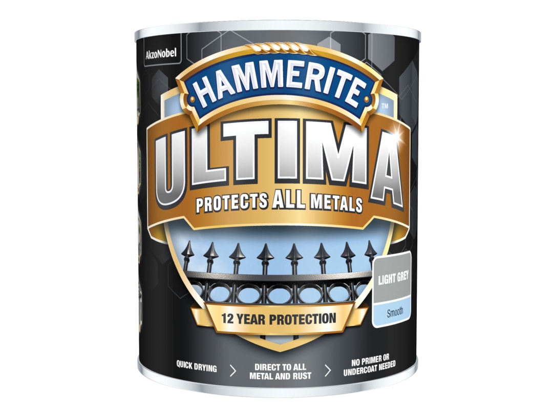 Hammerite Ultima Metal Paint Smooth Light Grey 750ml 5362528
