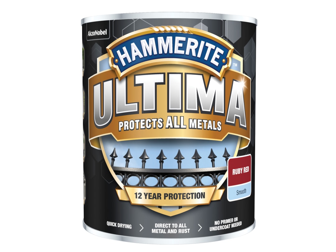 Hammerite Ultima Metal Paint Smooth Ruby Red 750ml 5362529