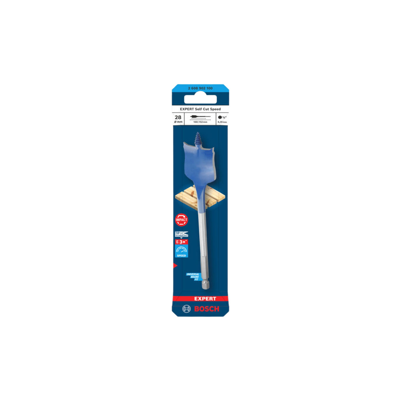 Bosch Powertool Accessories EXPERT Self Cut Speed Spade Drill Bit 28 x 100 x 152mm 2.608.902.100