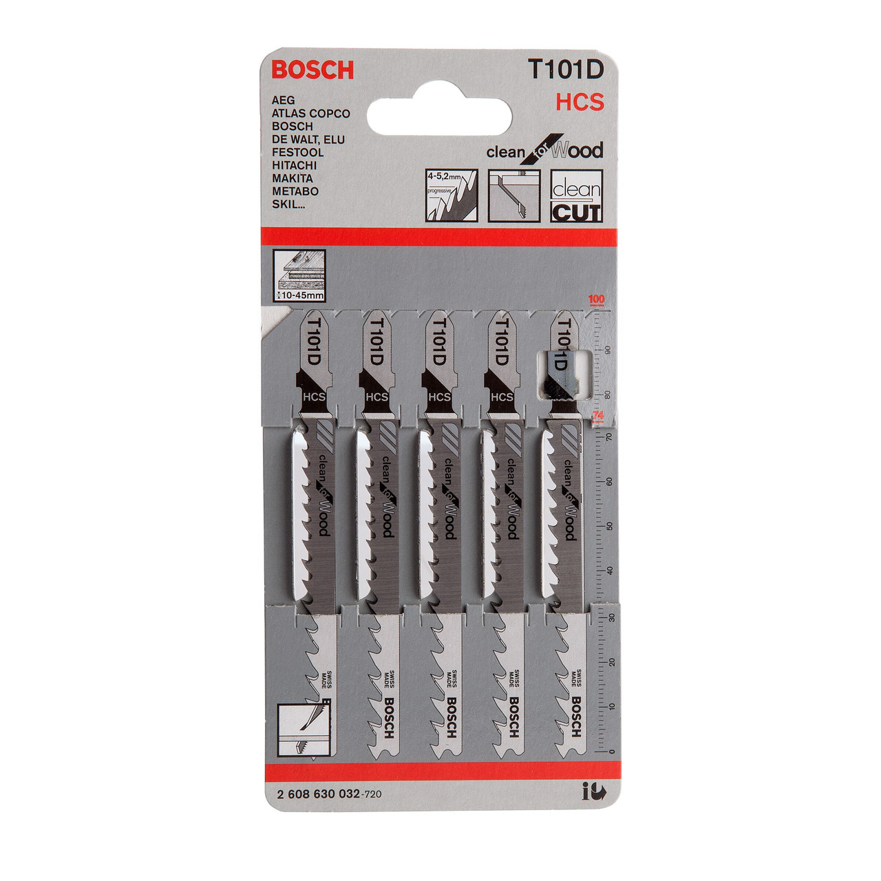 Bosch Powertool Accessories T 101 D Clean for Wood Jigsaw Blade 100mm Pack of 5 2608630032