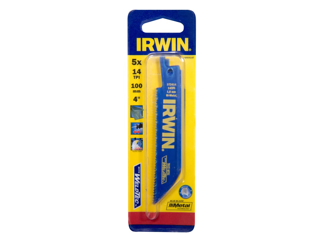 Irwin IRWIN® 414R Sabre Saw Blade Metal Cutting 100mm 14 TPI (Pack 5) 10504147