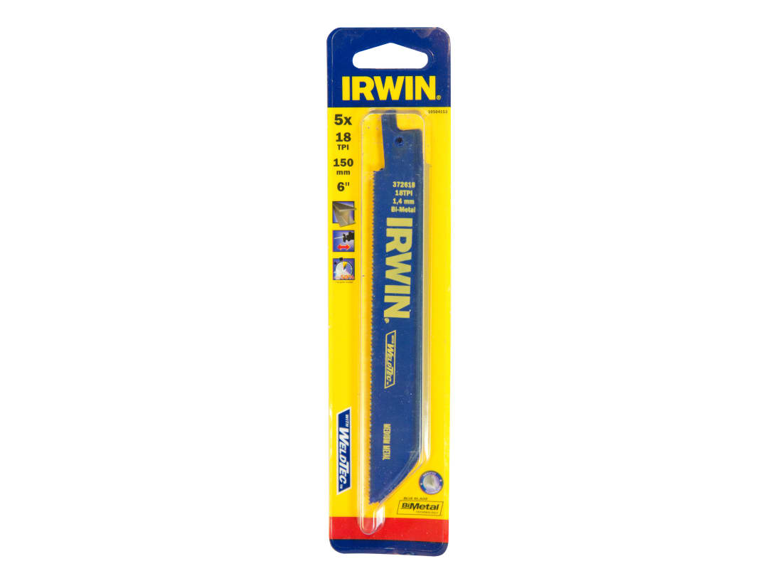 Irwin IRWIN® 618R Sabre Saw Blade Metal Cutting 150mm 18 TPI (Pack 5) 10504153