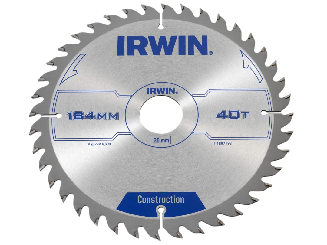 Irwin IRWIN® Construction Circular Saw Blade 184 x 30mm x 40T ATB 1897198