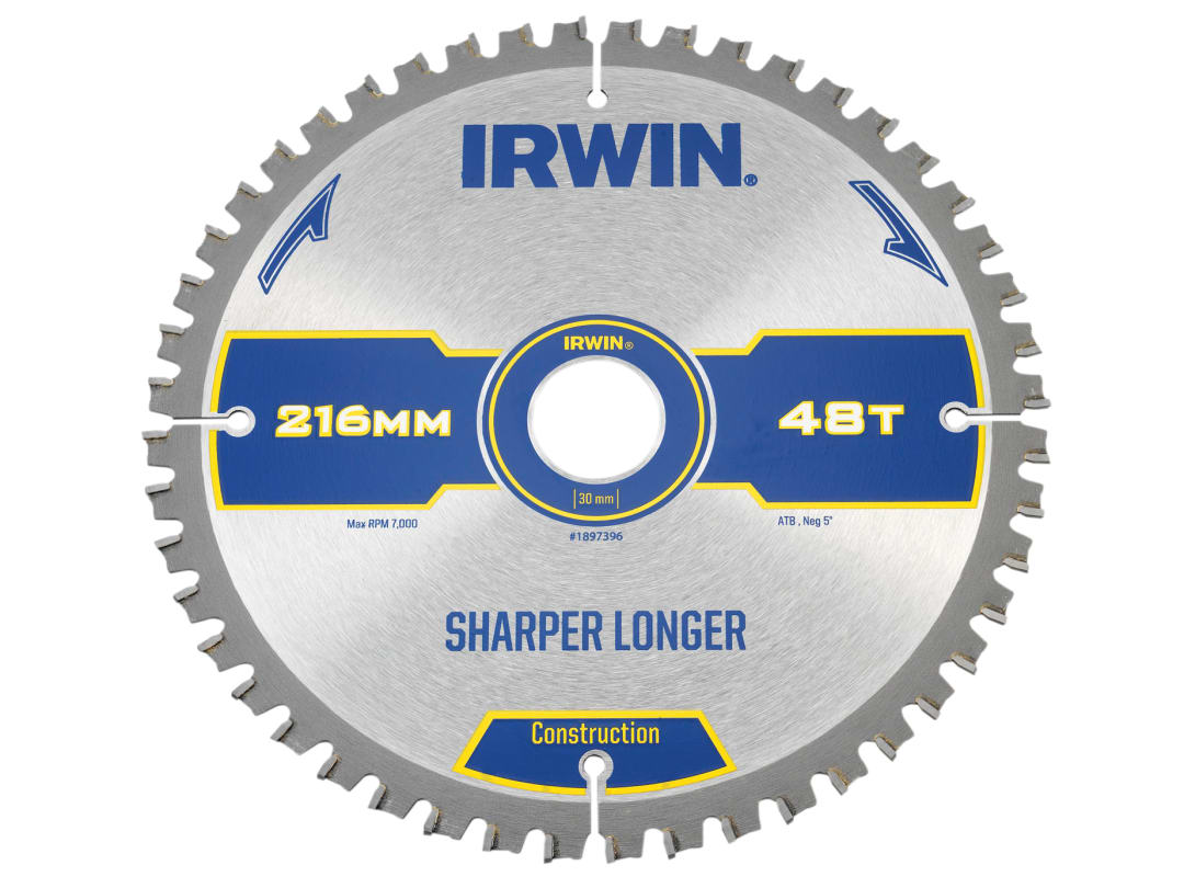 Irwin IRWIN® Construction Mitre Circular Saw Blade 216 x 30mm x 48T ATB/Neg 1897396