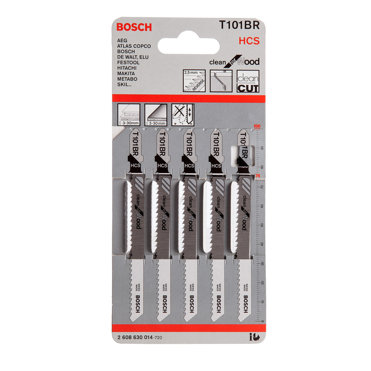 Bosch Powertool Accessories T 101 BR Clean for Wood Jigsaw Blades 100mm Pack of 5 2608630014