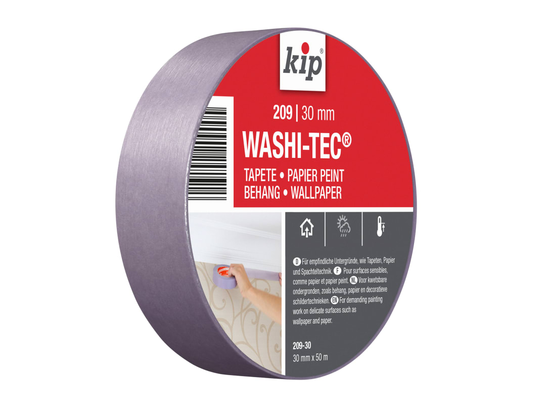 KIP® 209 Premium Low Tack WASHI-TEC® Masking Tape 30mm x 50m 222546