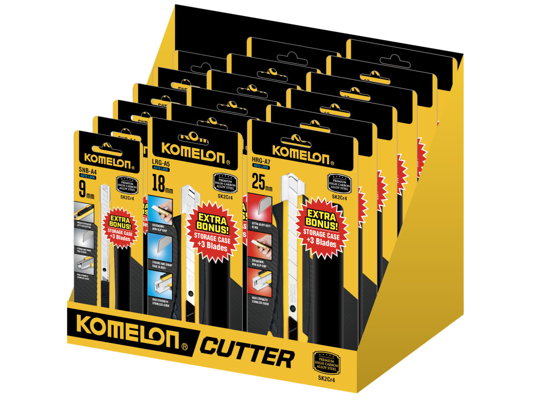 Komelon Snap-Off Knife CDU, 18 Piece KOMSOKDIS18