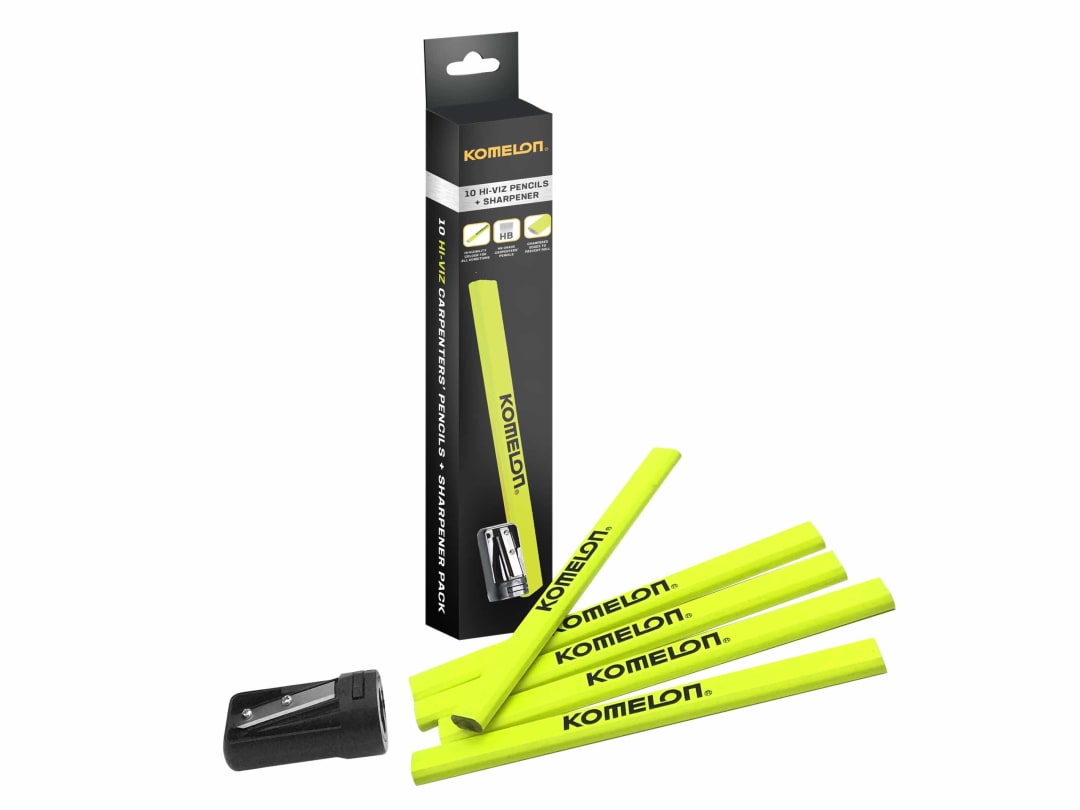 Komelon Carpenters Pencil and Sharpener Set, 10 Piece KCPT10