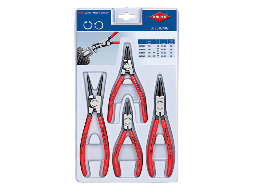 Knipex 00 20 03 V02 Circlip Plier Set, 4 Piece 00 20 03 V02