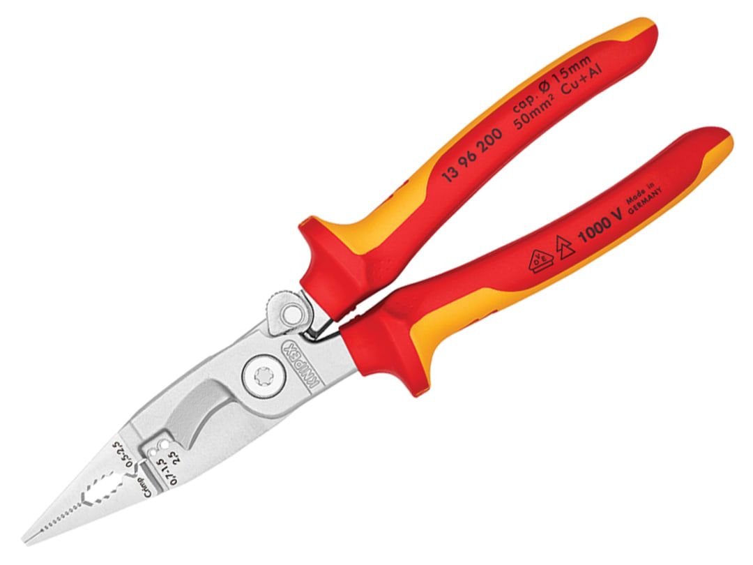 Knipex 13 96 200 VDE Multifunctional Installation Pliers with Opening Spring 200mm 13 96 200 SB