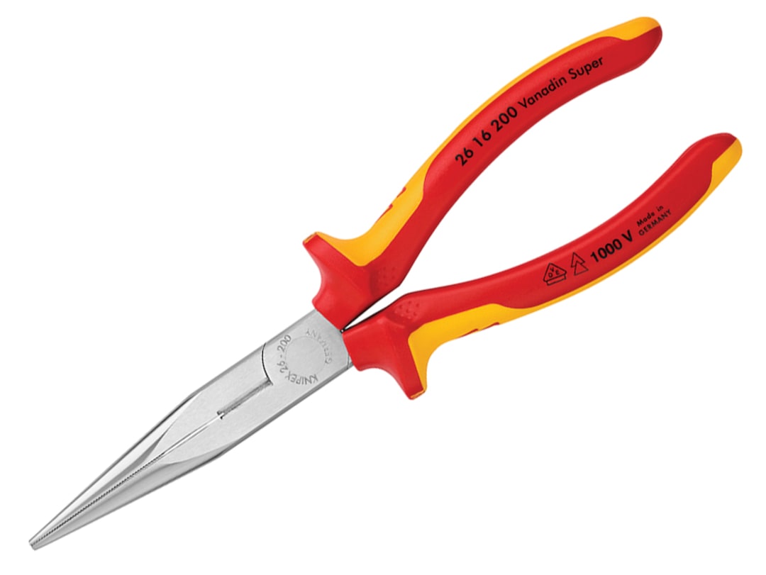 Knipex 26 16 200 VDE Long Snipe Nose Side Cutting Pliers 200mm 26 16 200 SB