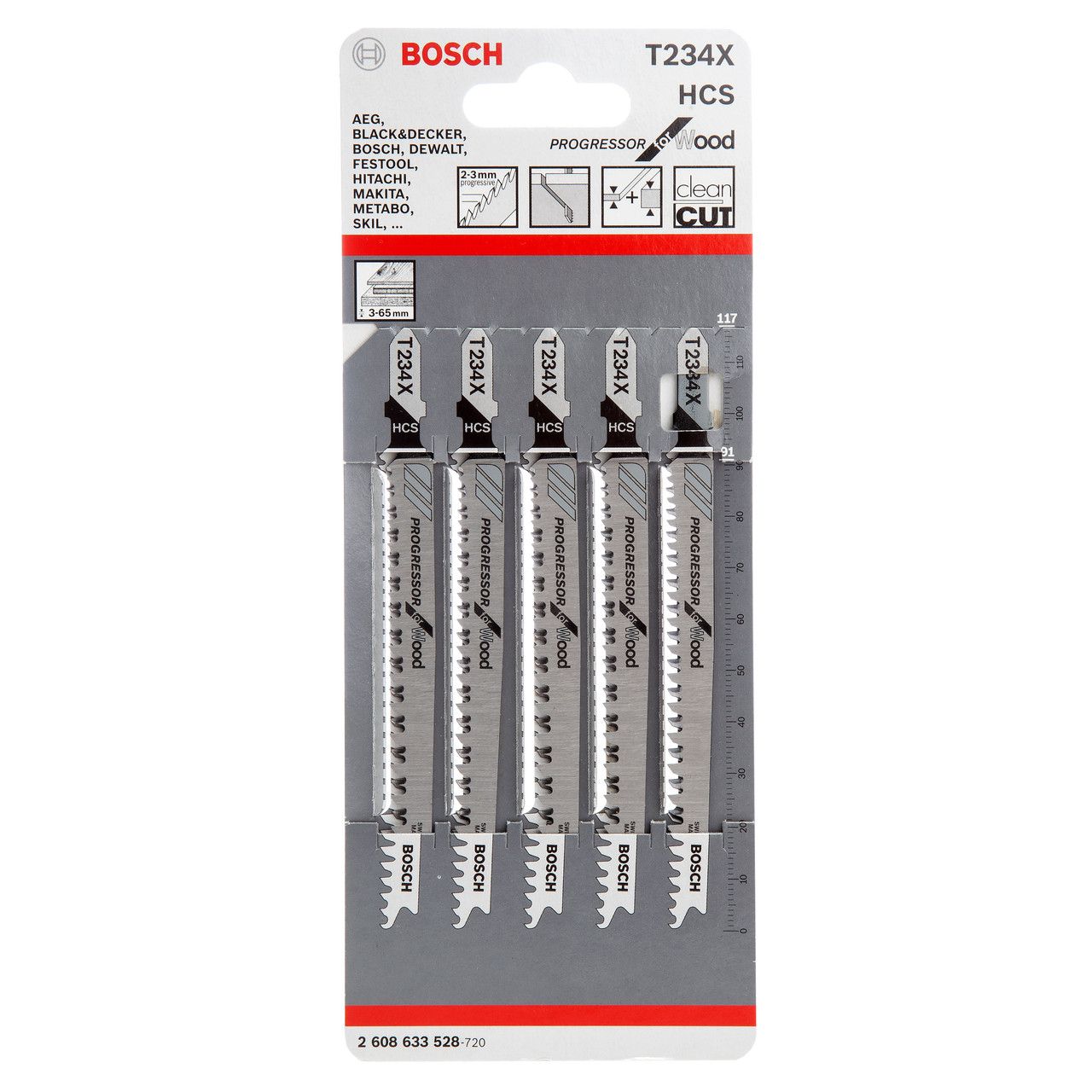 Bosch Powertool Accessories T 234 X Progressor for Wood Jigsaw Blade 117mm Pack of 5 2608633528