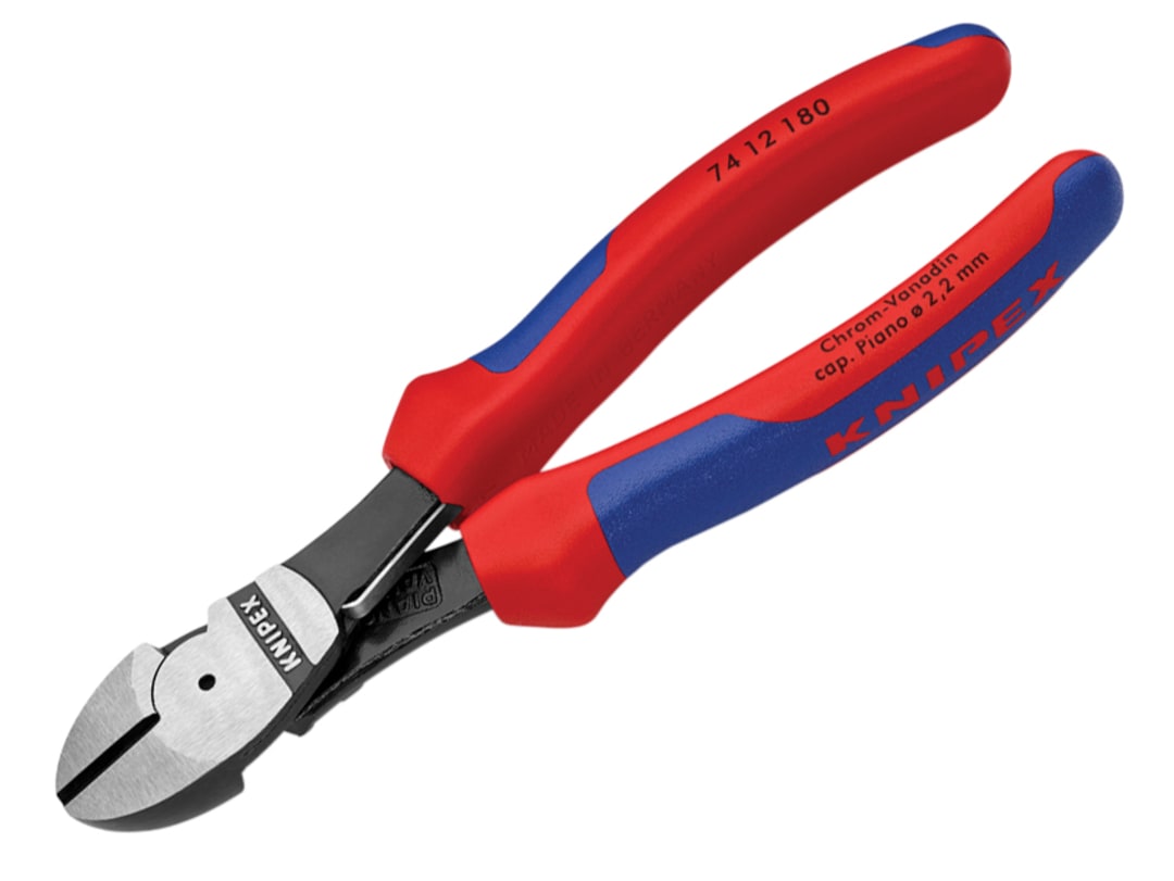Knipex 74 12 180 High Leverage Diagonal Cutters Multi-Component Grip with Spring 180mm 74 12 180 SB