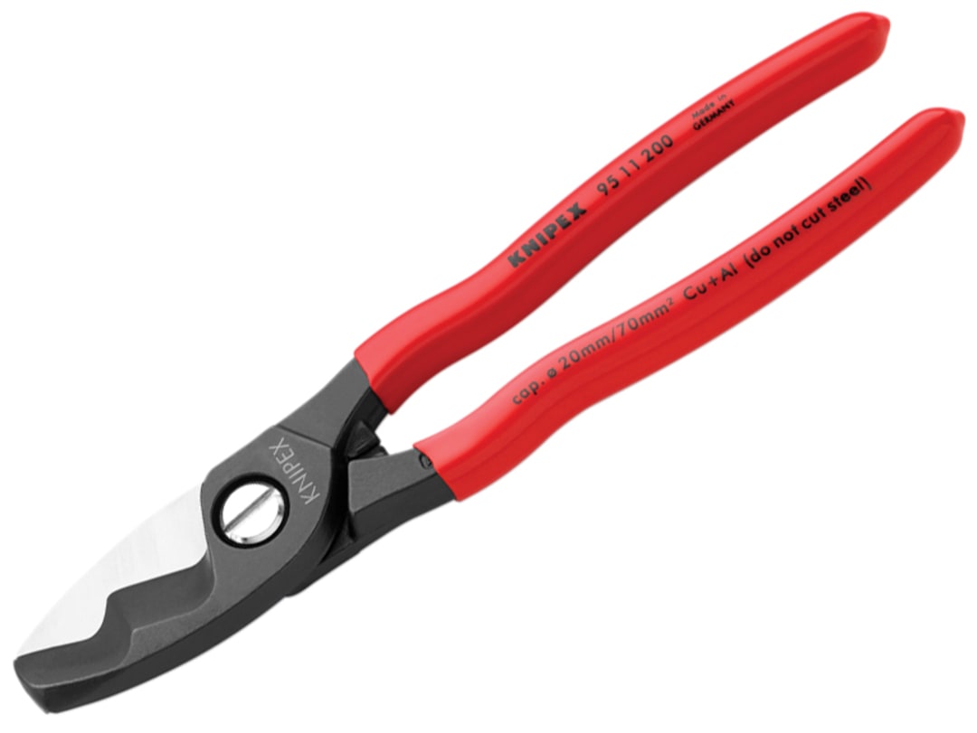 Knipex 95 11 200 Cable Shears with Twin Cutting Edge PVC Grip 200mm 95 11 200 SB