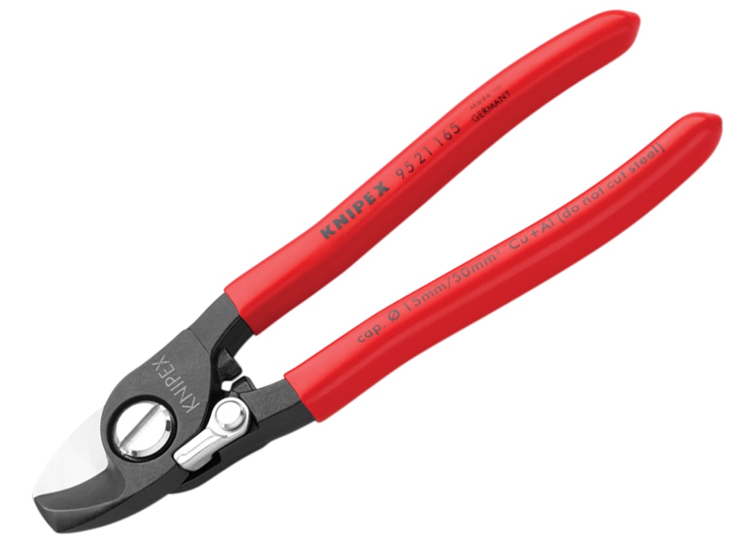 Knipex Cable Shears Plastic Coated Grip with Return Spring 165mm 95 21 165 SB