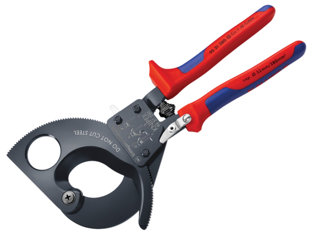 Knipex 95 31 280 Ratchet Action Cable Shears Multi-Component Grip 280mm 95 31 280