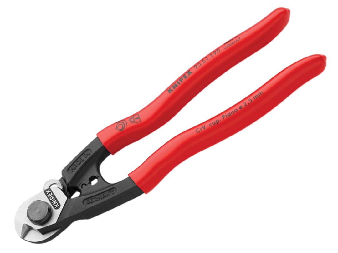 Knipex 95 61 190 Wire Rope/Bowden Cable Cutter Plastic Coated Grip 190mm 95 61 190 SB