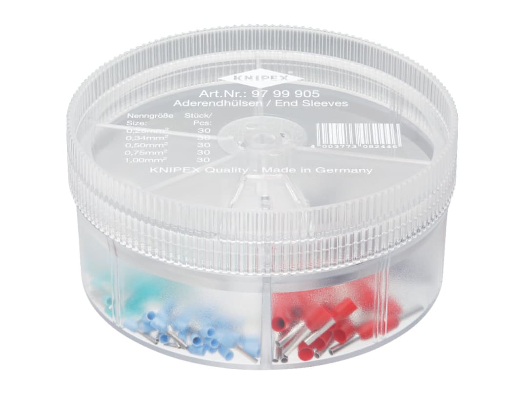 Knipex 97 99 905 Insulated Wire Ferrules Assortment Box, 150 Piece 97 99 905