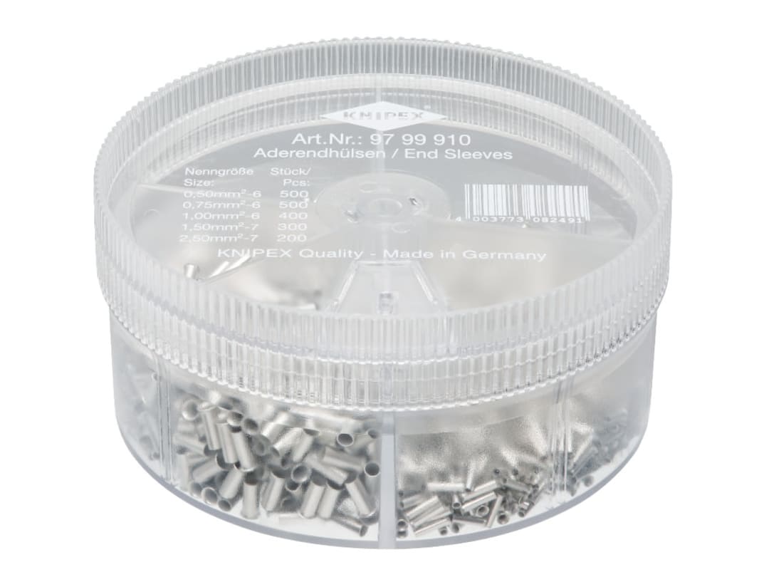 Knipex 97 99 910 Non-Insulated Wire Ferrules Assortment Box, 1,900 Piece 97 99 910