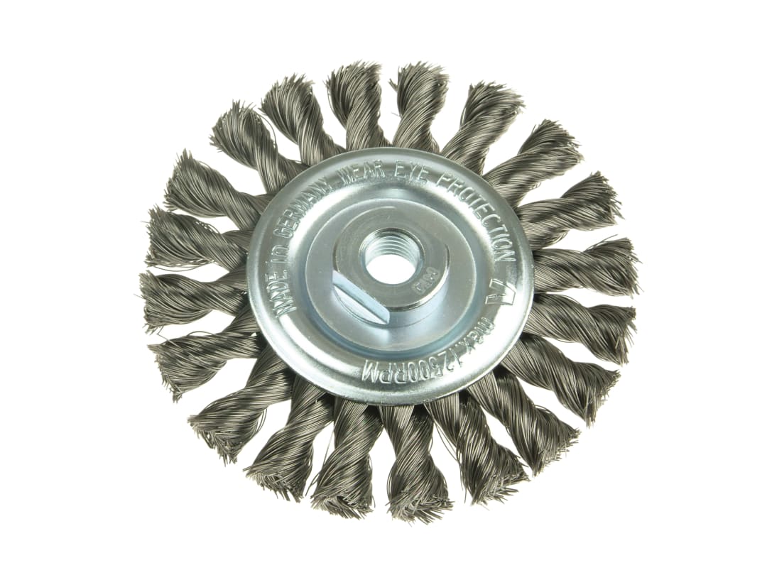 Lessmann Knot Wheel Brush 115 x 14mm M14 Bore, 0.50 Steel Wire 472.217