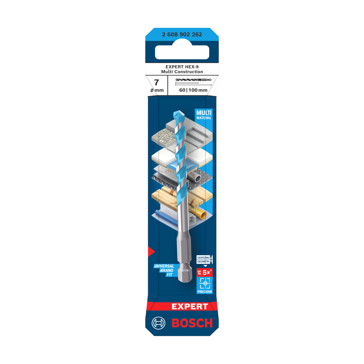 Bosch Powertool Accessories EXPERT HEX-9 Multi Construction Drill Bit 7 x 60 x 100mm 2.608.902.262