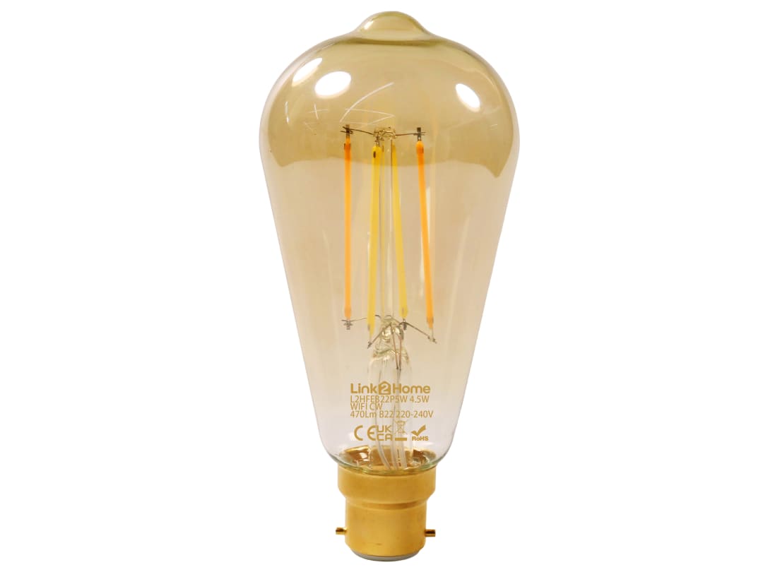 Link2Home Wi-Fi LED BC (B22) Pear Filament Dimmable Bulb, White 470 lm 4.5W L2HFEB22P5W