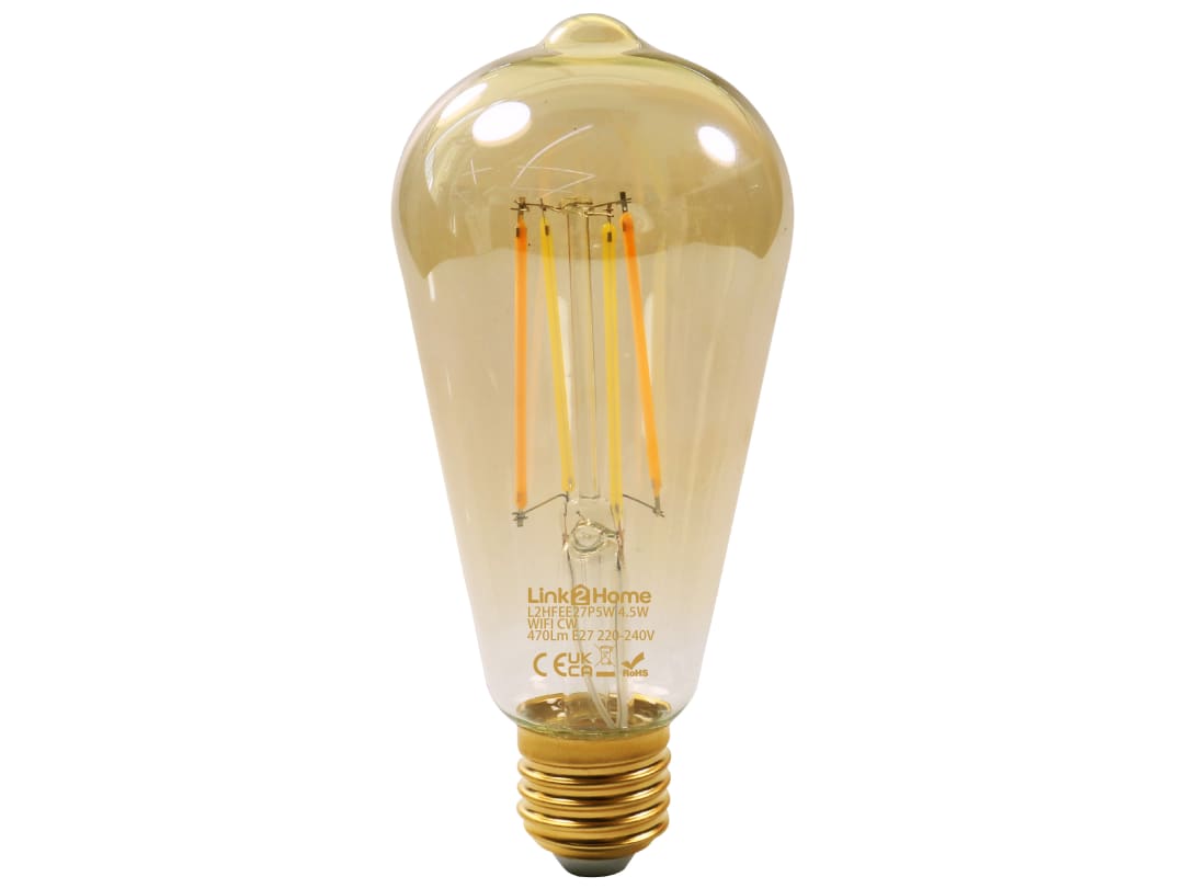 Link2Home Wi-Fi LED ES (E27) Pear Filament Dimmable Bulb, White 470 lm 4.5W L2HFEE27P5W