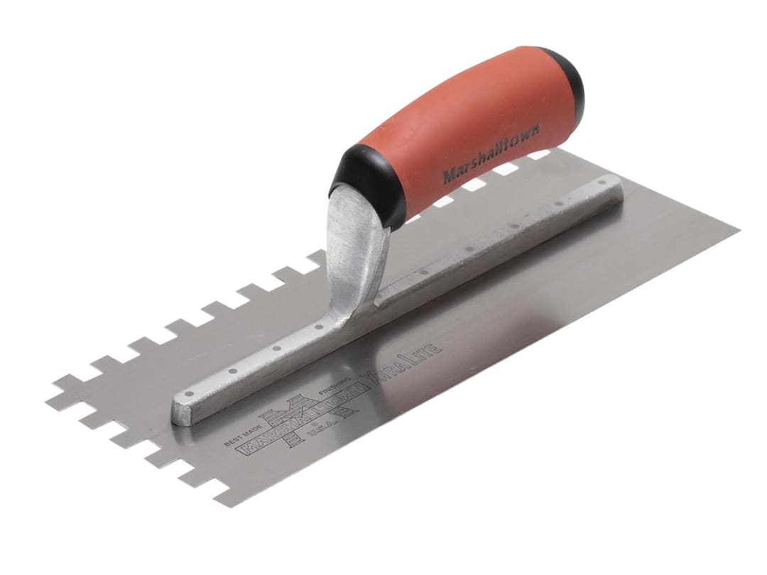 Marshalltown 10mm Carbon Steel Square Notched Trowel DuraSoft® Handle M5779SDXH