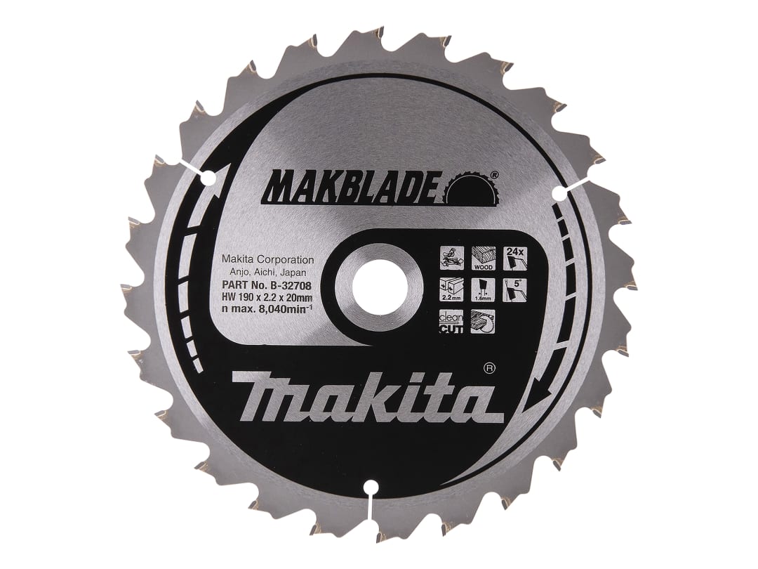 Makita B-32708 MAKBLADE Mitre Saw Blade 190 x 20mm x 24T B-32708