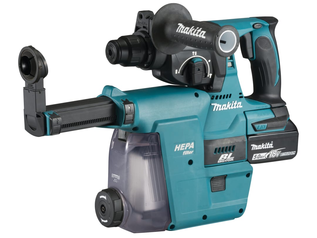 Makita DHR242RTJW SDS Plus BL Hammer Drill + Extractor 18V 2 x 5.0Ah Li-ion DHR242RTJW