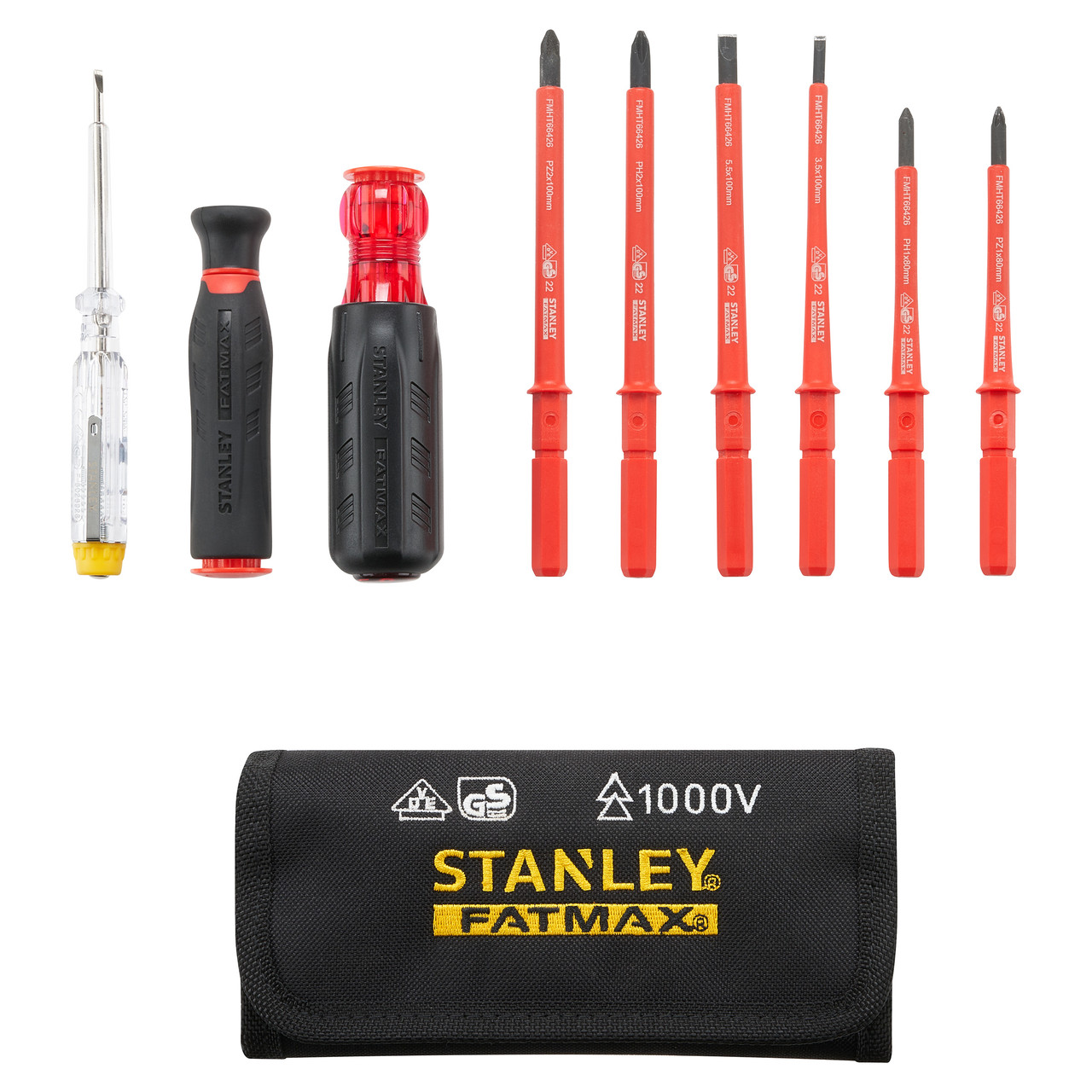 Stanley Fatmax Stanley FMHT66426-0 FatMax VDE Multi-Bit Screwdriver Set In Pouch (10 Piece) FMHT66426-0