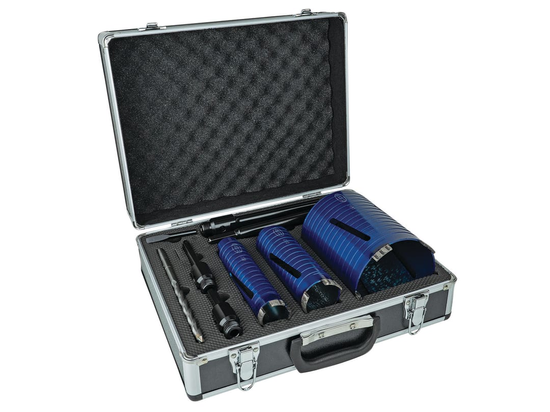 MEXCO Slotted Dry Core Drill XCEL Grade Kit, 9 Piece A11DCDKIT3