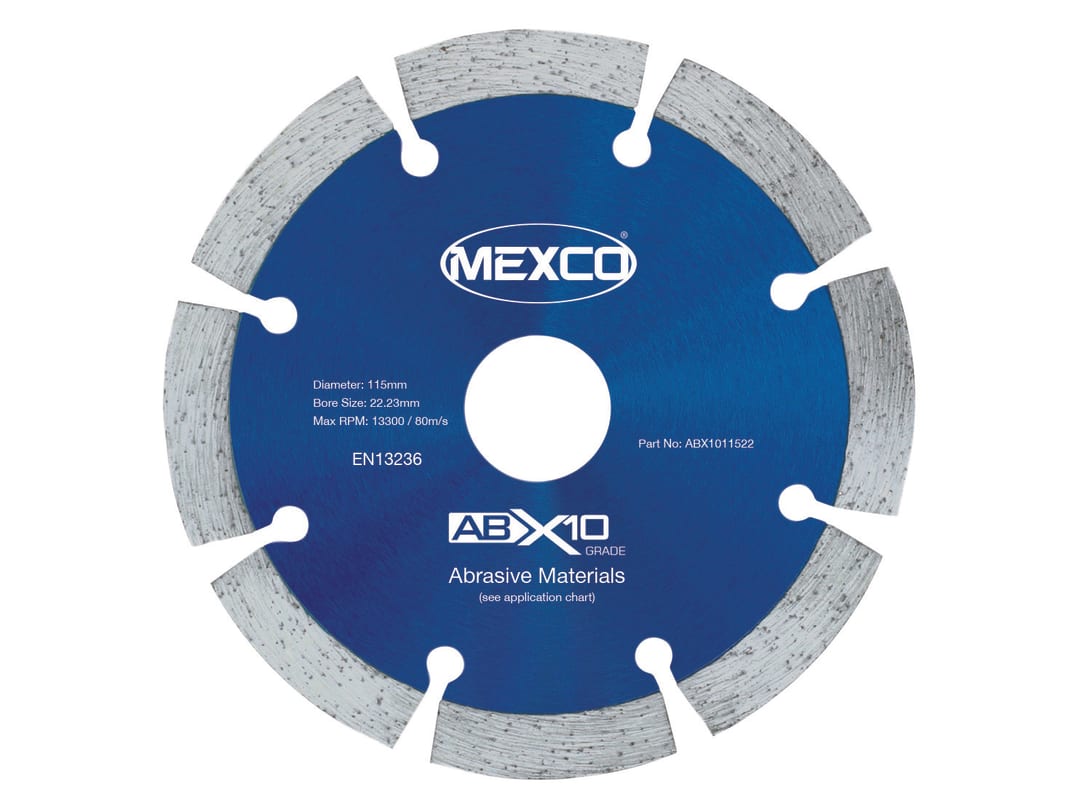 MEXCO Abrasive Materials X10 Grade Diamond Blade 115 x 22.23mm ABX1011522
