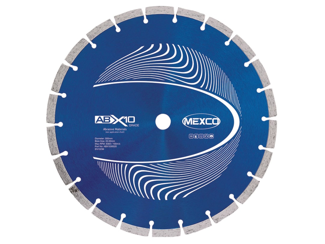 MEXCO Abrasive Materials X10 Grade Diamond Blade 300 x 20mm ABX1030020