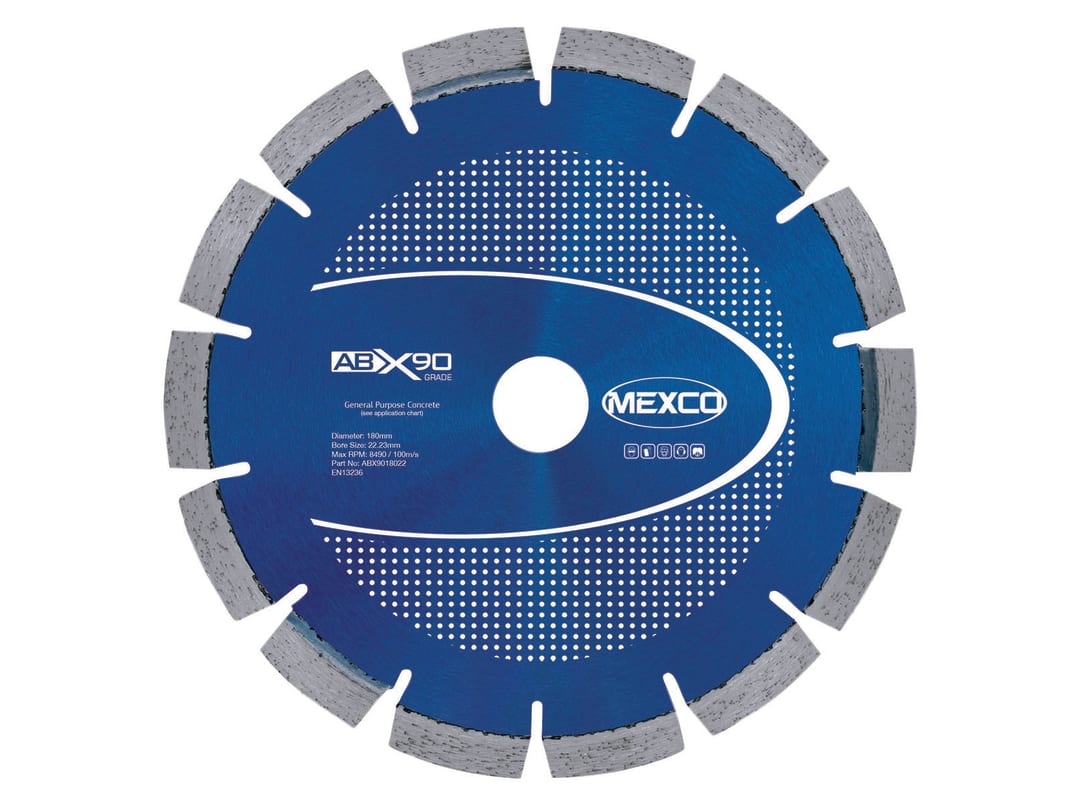 MEXCO Abrasive Materials X90 Grade Diamond Blade 180 x 22mm ABX9018022