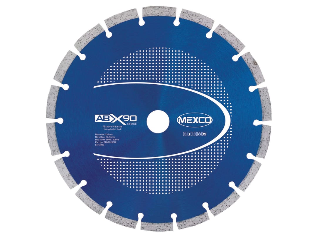 MEXCO Abrasive Materials X90 Grade Diamond Blade 230 x 22mm ABX9023022