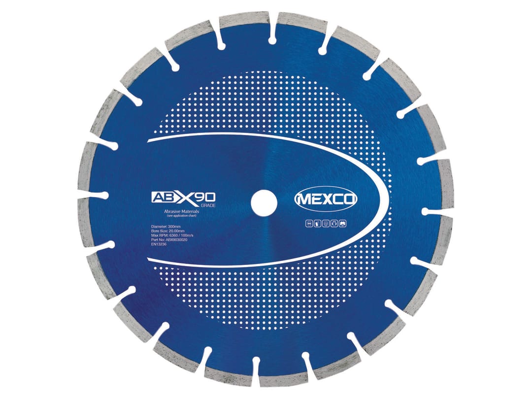 MEXCO Abrasive Materials X90 Grade Diamond Blade 300 x 20mm ABX9030020