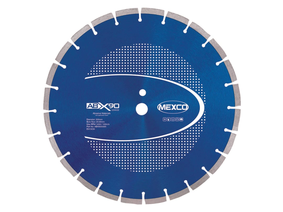 MEXCO Abrasive Materials X90 Grade Diamond Blade 350 x 20mm ABX9035020