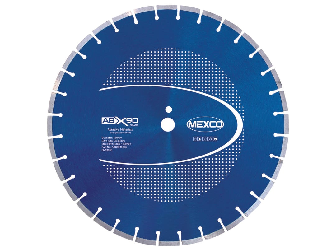 MEXCO Abrasive Materials X90 Grade Diamond Blade 450 x 25mm ABX9045025