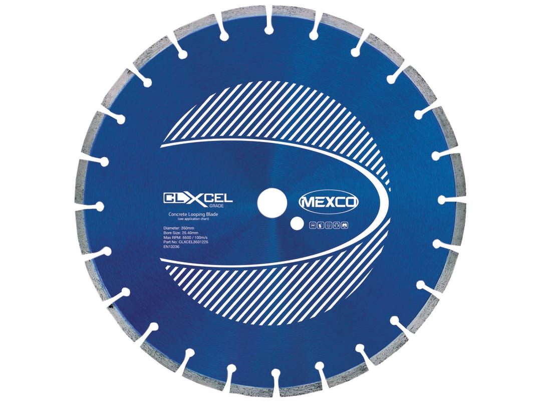 MEXCO Concrete Looping Diamond Blade 350 x 25.4mm x 12mm Width CLXCEL3501225