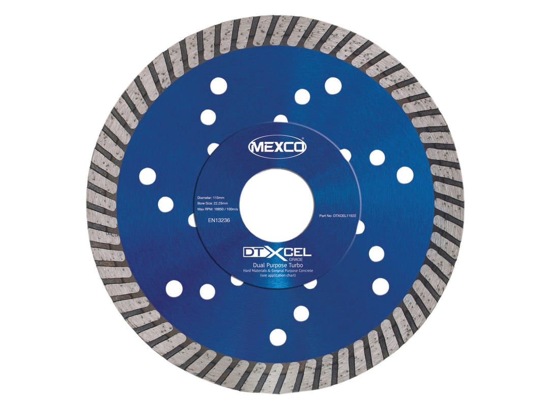 MEXCO XCEL Grade Dual Purpose Turbo Diamond Blade 115 x 22mm DTXCEL11522