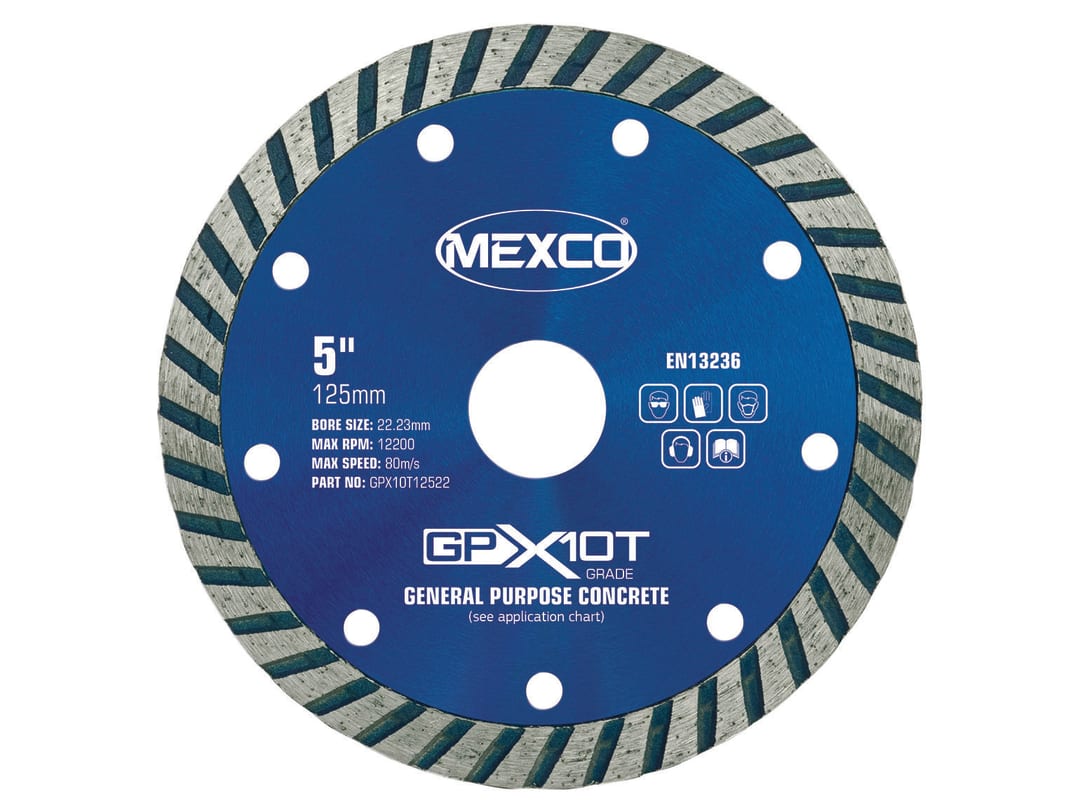 MEXCO GP Concrete Turbo Diamond Blade 125 x 22mm GPX10T12522