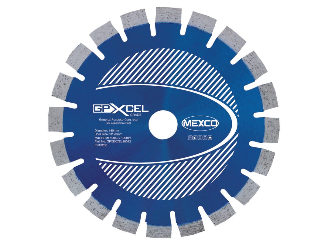 MEXCO XCEL GRADE Concrete Diamond Blade 180 x 22mm GPXCEL18022