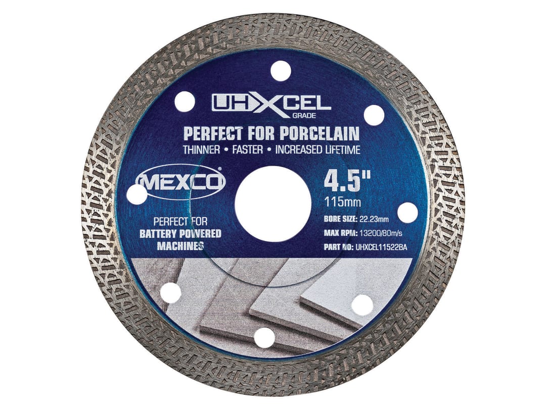 MEXCO UHXCEL Grade Porcelain & Ceramic Tile Diamond Blade 115 x 22mm UHXCEL11522BA